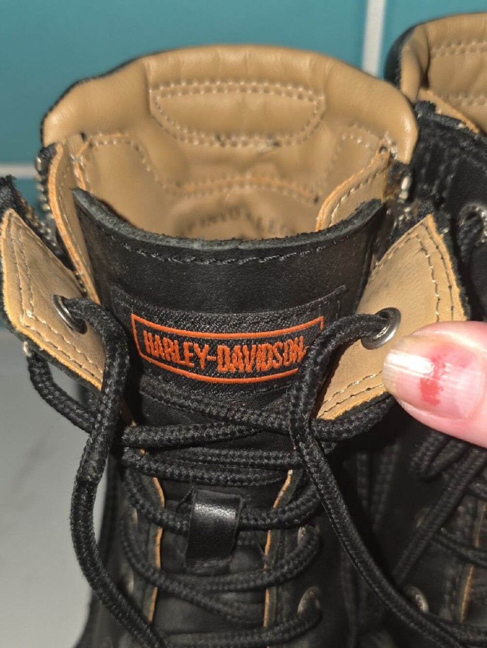 Harley-Davidson Alysa Black Leather Motorcycle Boots with Side Zippers Size 6.5 - Picture 4 of 12